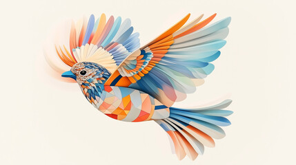 artistic freedom bird made of colorful patterns, 3D illustration