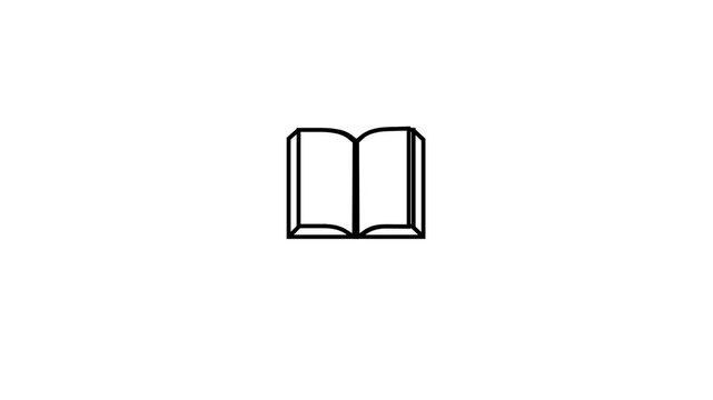 Animated opened book line icon. Turning pages animation. Knowledge information. Story telling. Reading book.