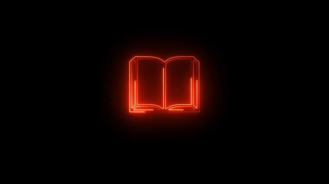 Neon line glowing open book icon ,reading book concept
