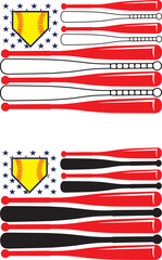 Obraz premium Home Plate US Flag, Baseball Bat American Flag