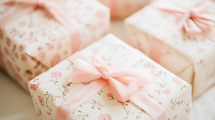 Fototapeta premium Baby shower or baby welcoming celebration at home, party decor and holiday decoration idea