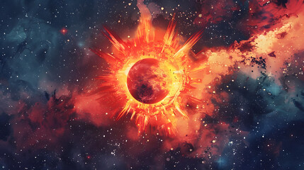 Fototapeta premium Supernova Space Element Watercolor Style