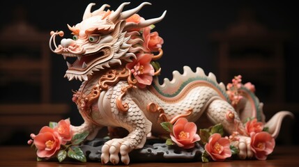 Obraz premium chinese dragon statue in temple