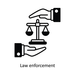 Law Enforcement Vector filled outline icon design illustration. Law And Justice symbol on white background EPS 10 File .