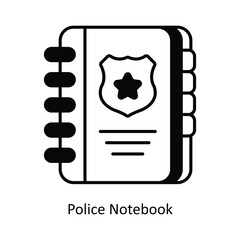 Police Notebook Vector filled outline icon design illustration. Law And Justice symbol on white background EPS 10 File .