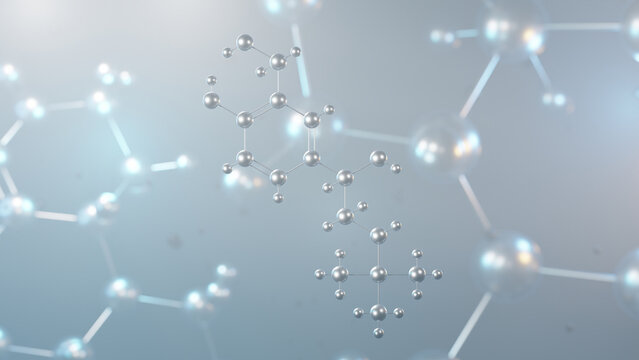 salbutamol molecular structure, 3d model molecule, ventolin, structural chemical formula view from a microscope