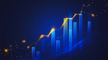 Charts and graphs with statistics for innovation Digital analyzes business potential and predicts future developments in the company's growth. Abstract black background