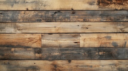 Obraz premium Top view of weathered wooden planks with visible grain patterns and natural knots, creating a rustic and earthy background