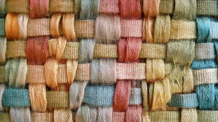 Colorful textile weaving displayed in intricate patterns and textures