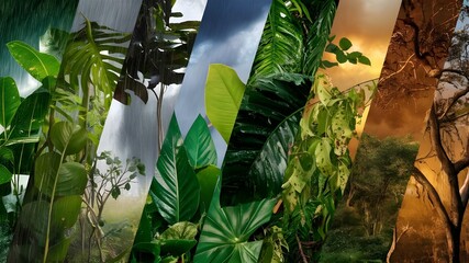 Jungle weather contrasts depicted in stunning atmospheric collage poster