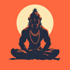 Minimalistic vector illustration of Hanuman