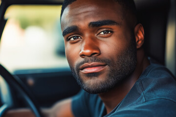 Portrait of a black truck driver.