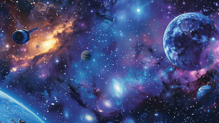 Obraz premium Space Odyssey backdrop in bold colors