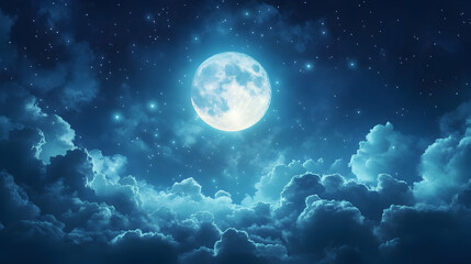 3D Icon as Digital painting of a moonlit sky and Sharad Purnima Blessings text isolated on white background concept as Camera movement Pan across the digital painting of a moonlit sky with Sharad Purn