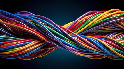 Intertwined Symphony of Hues: Abstract Optical Cables Dance in a Digital Realm  AI Generated