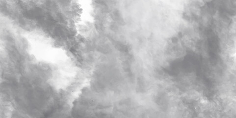 Abstract white and gray isolated cloud cumulus clouds. Gray aquarelle painted realistic fog or mist smoky textured canvas design. White and ash messy wall stucco texture background.