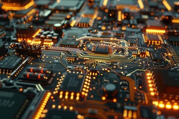 Obraz premium Close-up view of a computer circuit board