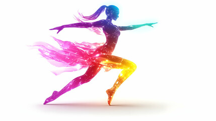 3D Icon as Glowing abstract digital art of a dancer celebrating Sharad Purnima concept as Camera movement Pan across the glowing abstract digital art of a dancer. Scene Isolated with vibrant colors an