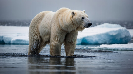 Orso polare sulla neve dell'Artico