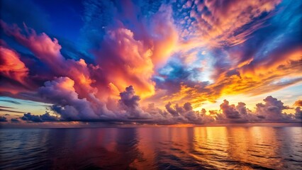 Celestial Symphony: A Tapestry of Clouds over the Sea  Generative AI