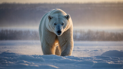 Orso polare sulla neve dell'Artico