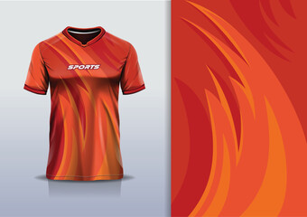 Sport jersey design template mockup curve line racing for football soccer, running, esports, orange color © Nimpuna O
