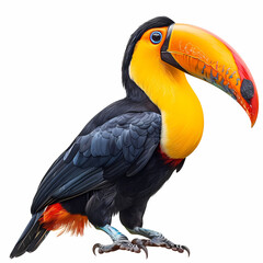 Fototapeta premium magnificent realistic yellow-breasted toucan on white background