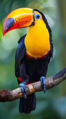 Fototapeta premium magnificent realistic yellow-breasted toucan on white background
