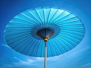 Azure Parasol: Contemporary, Protective, Ocean Blue, Upward Movement