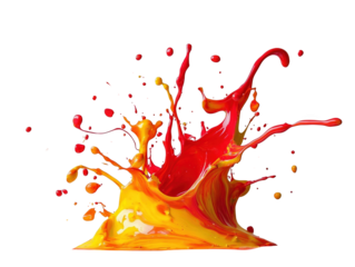 Colorful paint splashes isolated on white background.