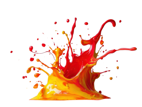 Colorful paint splashes isolated on white background.