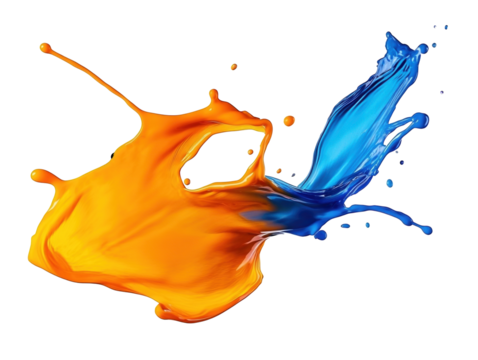 Colorful paint splashes isolated on white background.