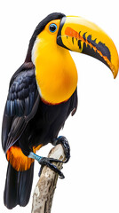 Obraz premium magnificent realistic yellow-breasted toucan on white background
