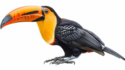 Fototapeta premium magnificent realistic yellow-breasted toucan on white background