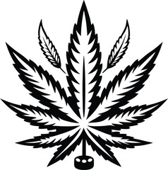 marijuana leaf silhouette illustration black and white