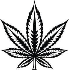 marijuana leaf silhouette illustration black and white