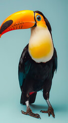 Naklejka premium magnificent realistic yellow-breasted toucan on white background