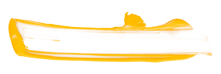 Separate broken yellow brush strokes on transparent background.