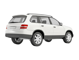 SUV car, isolated on white background, high detail, rear three-quarter view PNG transparent.