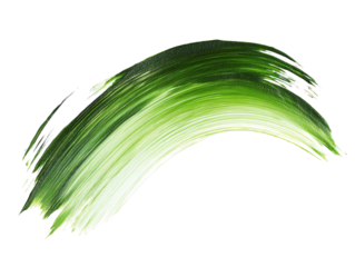 Green paint brushstroke with texture on white background. PNG transparent.