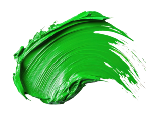 Green paint brushstroke with texture on white background. PNG transparent.