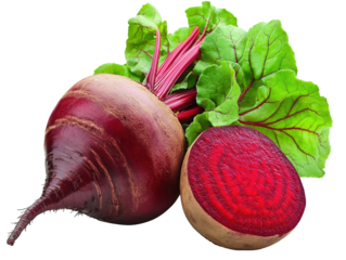 Red beets with green leaves on a white background. PNG transparent.