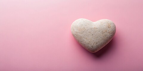 Obraz premium Heart shaped stone resting on a soft pink background, heart, cute, adoration, romantic, decoration, devotion, affection, smooth, delicate, heartwarming, stone, romance, background, emotion