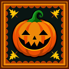 Halloween pumpkin layout border pattern design 