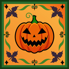 Halloween pumpkin layout border pattern design 