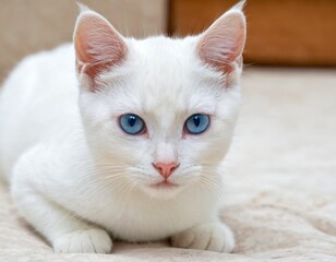 kitten white beautiful blue eyes pet cat. Ai generated image