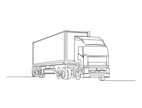Continuous one line drawing of Delivery truck. Simple Cargo Delivery Truck line art vector illustration. Editable vector.