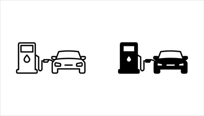 Gas station vector icon set. For web design, app and UI. isolated on white background.