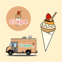 クレープ屋さんをイメージしたイラストレーションです