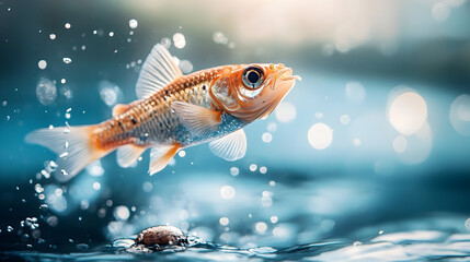 Lively Orange Fish Swimming Underwater in Bright Aquatic Environment